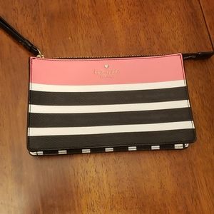 Kate Spade striped wristlet wallet
